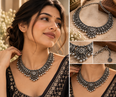 Oxidised Silver Statement Necklace