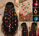 Multicolor Boho Hair Chain | Handmade Hair Accessories with Mirror & Threadwork