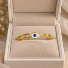 Golden Evil Eye Ring | Blue Eye Adjustable Open Band Ring