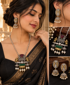 Lion Motif Pendant & Pearl Jhumka Earrings